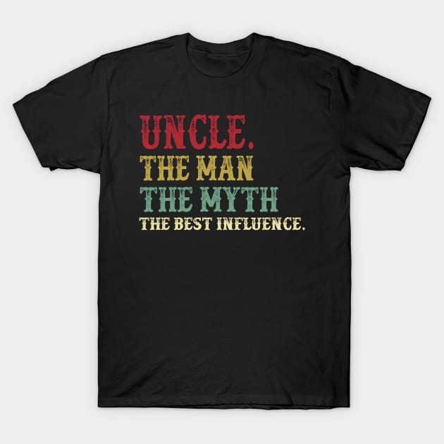 Uncle - The Man - The Myth - The Best Influence Father's Day Gift Papa T-Shirt by David Darry